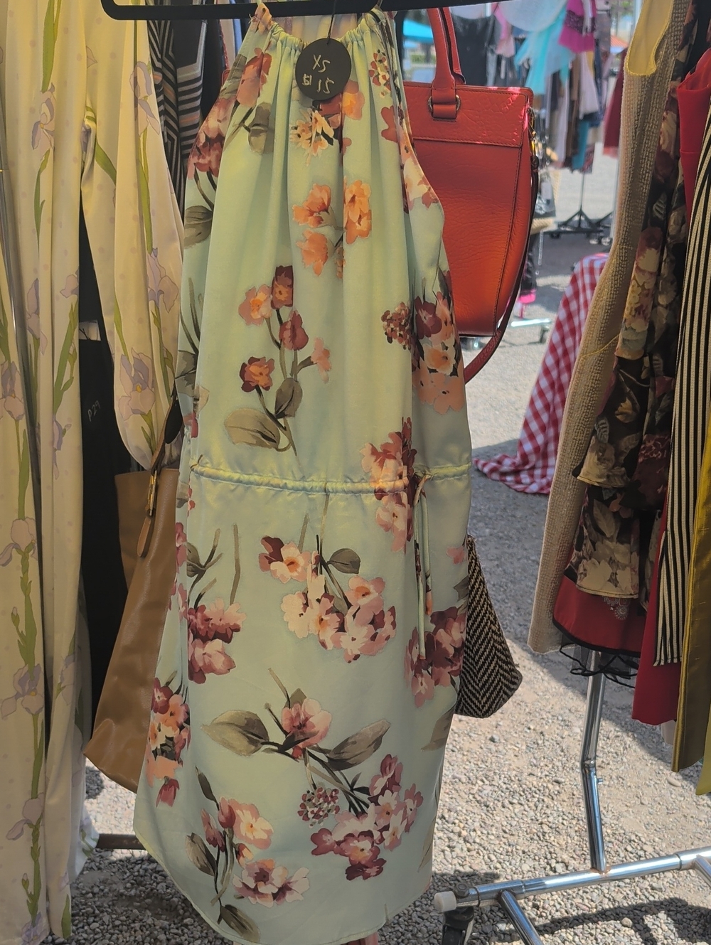 Mango Mint Green One-Shoulder Floral Dress